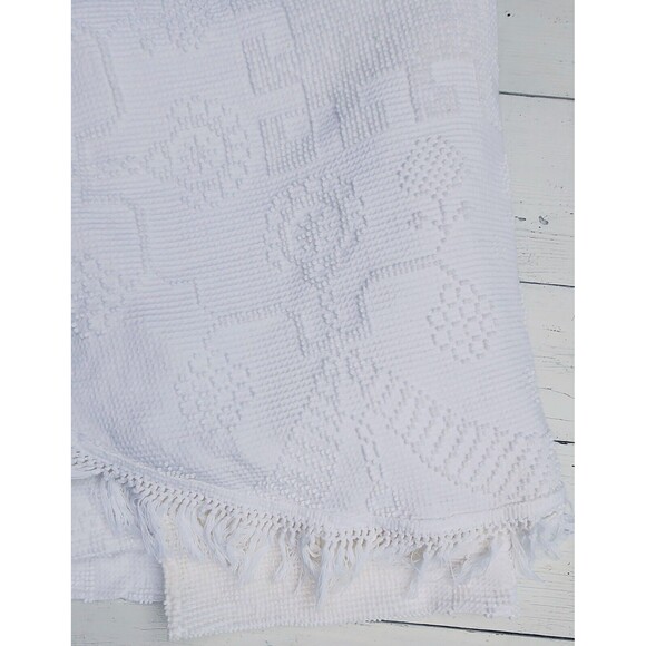 Bates Of Maine Bedspread Matelasse Blanket Full Queen Vintage White 100% Cotton - Picture 9 of 9